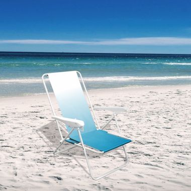 H for Happy&trade; 5-Position Beach Chair in Blue/White Ombre. View a larger version of this product image.