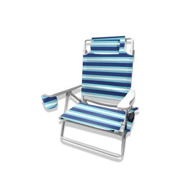 H for Happy&trade; 5-Position Beach Chair in Blue Stripe. View a larger version of this product image.