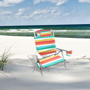 H for Happy&trade; 5-Position Beach Chair in Pink/Yellow. View a larger version of this product image.