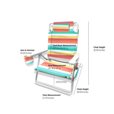 H for Happy&trade; 5-Position Beach Chair in Pink/Yellow. View a larger version of this product image.