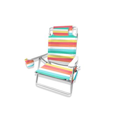 H for Happy&trade; 5-Position Beach Chair in Pink/Yellow. View a larger version of this product image.