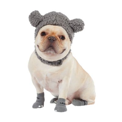 UGG&reg; Medium 2-Piece Classic Sherpa Dog Hat and Socks Set in Seal Grey