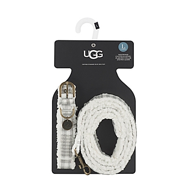 UGG&reg; Westwood Medium 2-Piece Dog Collar and Leash Set in Grey Plaid. View a larger version of this product image.