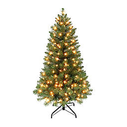 Puleo International 4.5-Foot Pre-Lit Virginia Pine Christmas Tree with Clear Lights