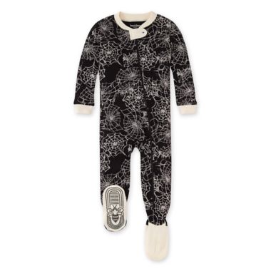 Burt's Bees Baby&reg; Spider Webs Zip-Up Footed Pajama in Onyx. View a larger version of this product image.