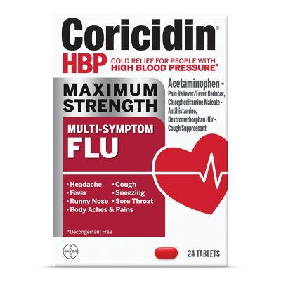 Coricidin&reg; HBP 24-Count Maximum Strength Multi-Symptom Flu Tablets