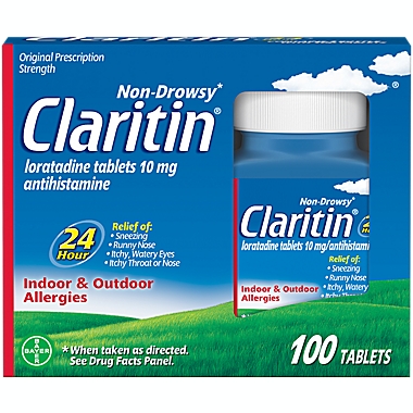 Claritin&reg; 100-Count 24 Hour 10 mg Allergy Tablets. View a larger version of this product image.
