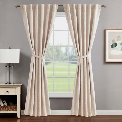 Creative Home Ideas Collins 84-Inch Blackout Window Curtain Panels in Champagne (Set of 2)