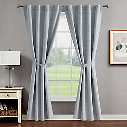Creative Home Ideas Tobie 96-Inch Blackout Tab Top Window Curtain Panels in Light Grey (Set of 2)