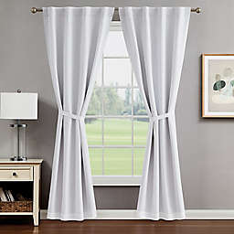 Creative Home Ideas Tobie 84-Inch Blackout Tab Top Window Curtain Panels in White (Set of 2)