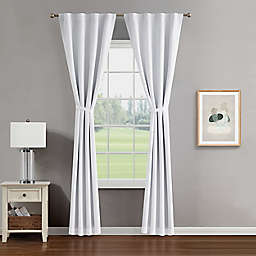 Creative Home Ideas Tobie 108-Inch Blackout Tab Top Window Curtain Panels in White (Set of 2)