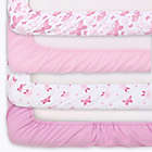 Alternate image 6 for The Peanutshell&trade; 4-Pack Butterfly Microfiber Fitted Crib Sheets in Pink