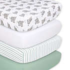 Alternate image 0 for The Peanutshell&trade; 4-Pack Elephant Microfiber Fitted Crib Sheets in Grey/Blue