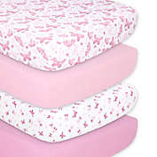 The Peanutshell&trade; 4-Pack Butterfly Microfiber Fitted Crib Sheets in Pink