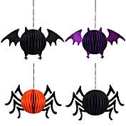 H for Happy&trade; Bats and Spiders Paper Halloween Ornaments (Set of 4)
