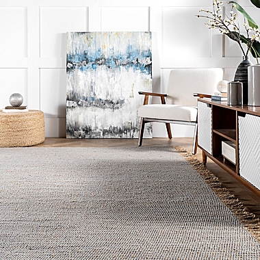 nuLOOM Fenella Flatweave 9&#39;6 x 13&#39;6 Area Rug in Grey. View a larger version of this product image.