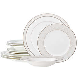 Noritake® Montvale 12-Piece Dinnerware Set in White/Platinum