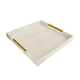 American Atelier 18-Inch Square Serving Tray with Gold Handles in Champagne