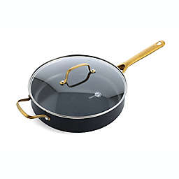 GreenPan™ Deco Nonstick 5.1 qt. Covered Saute Pan with Helper Handle in Black/Gold