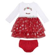 Start-Up Kids&reg; 2-Piece Merry Christmas Dress and Diaper Cover Set in Red