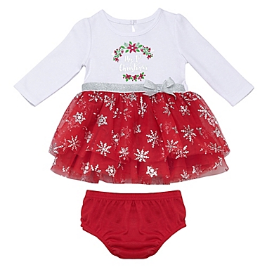 Baby Starters&reg; Newborn 2-Piece My 1st Christmas Dress and Diaper Cover Set in Red. View a larger version of this product image.