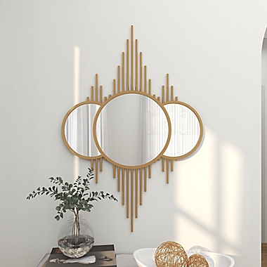 CosmoLiving by Cosmopolitan Rectangular 26.5-Inch x 39-Inch Metal Wall Mirror in Gold. View a larger version of this product image.