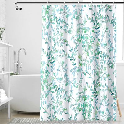 Striped Green & White 18-Piece Bathroom Accessory Set 2 Bath Mats Shower Curtain 