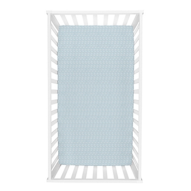 Trend Lab&reg; Herringbone Fitted Flannel Crib Sheet in Aqua/White. View a larger version of this product image.