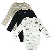 Honest&reg; Newborn 3-Pack Long Sleeve Organic Cotton Kimono Bodysuits in Black/Ivory