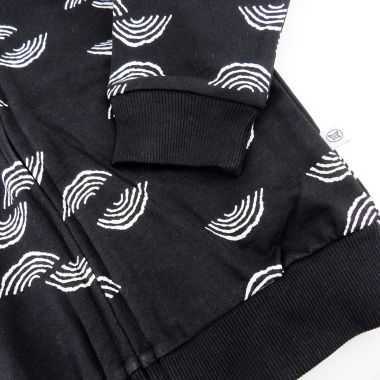 Honest&reg; Size 2T Geo Print Zip-Up Organic Cotton Hooded Jacket in Black/Ivory. View a larger version of this product image.