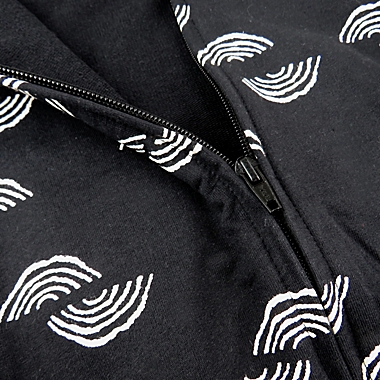 Honest&reg; Size 2T Geo Print Zip-Up Organic Cotton Hooded Jacket in Black/Ivory. View a larger version of this product image.