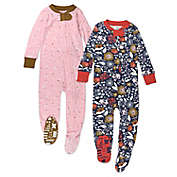 Honest&reg; Size 18M 2-Pack Floral Snug-Fit Organic Cotton Footed Pajamas in Pink/Blue