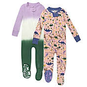 Honest&reg; 2-Pack Dinosaur and Ombre Snug-Fit Footed Pajamas in Pink/Purple
