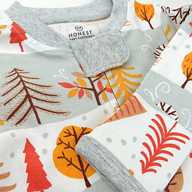 Honest&reg; Size 3M 2-Pack Stripes/Trees Organic Cotton Sleep &amp; Plays in White/Multi. View a larger version of this product image.
