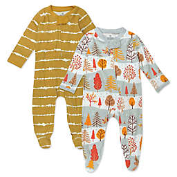 Honest® Newborn 2-Pack Stripes/Trees Organic Cotton Sleep & Plays in White/Multi