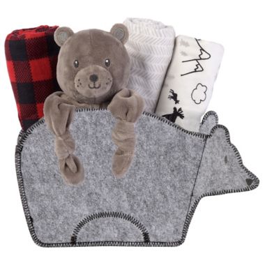 My Tiny Moments&trade; 5-Piece Bear Shaped Gift Set in Grey. View a larger version of this product image.