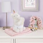 Alternate image 1 for My Tiny Moments&reg; Unicorn 2-Piece Swaddle Blanket and Plush Animal Toy Gift Set in White