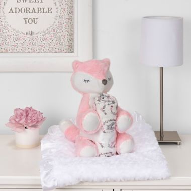 My Tiny Moments&reg; Fox 2-Piece Swaddle Blanket and Plush Animal Toy Gift Set in Pink. View a larger version of this product image.