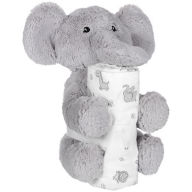 My Tiny Moments&reg; Elephant 2-Piece Swaddle Blanket and Plush Animal Toy Gift Set in Grey. View a larger version of this product image.