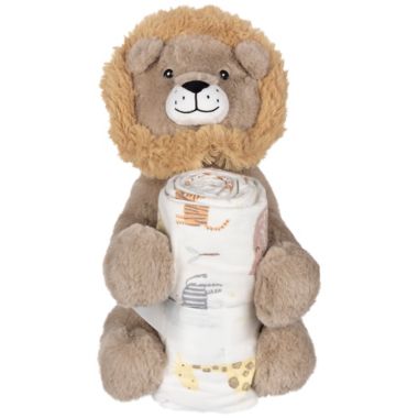 My Tiny Moments&reg; Lion 2-Piece Swaddle Blanket and Plush Animal Toy Gift Set in Brown. View a larger version of this product image.