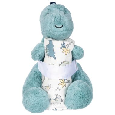 My Tiny Moments&reg; Dinosaur 2-Piece Swaddle Blanket and Plush Animal Toy Gift Set in Green. View a larger version of this product image.