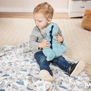 My Tiny Moments&reg; Dinosaur 2-Piece Swaddle Blanket and Plush Animal Toy Gift Set in Green. View a larger version of this product image.