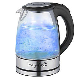 MegaChef 1.7-Liter Glass and Stainless Steel Cordless Electric Tea Kettle in Silver/Black