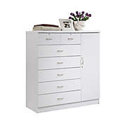 Hodedah&reg; 7-Drawer Chest with Side Cabinet/Locking Top Drawers in White