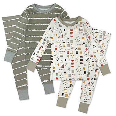 Honest&reg; Size 3T 4-Piece Stripes/Mountains Long Sleeve PJ Set in Grey/Multi. View a larger version of this product image.