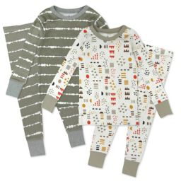 Honest® Size 3T 4-Piece Stripes/Mountains Long Sleeve PJ Set in Grey/Multi