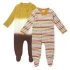 Alternate image 0 for Honest&reg; Newborn 2-Pack Stripes/Tie-Dye Organic Cotton Sleep &amp; Plays in Brown/Multi