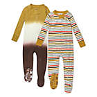 Alternate image 0 for Honest&reg; Size 18M 2-Pack Tie-Dye/Stripe Organic Cotton Snug-Fit Footed Pajamas in Tan/Brown