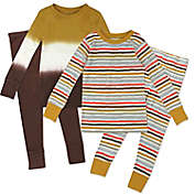 Honest&reg; 4-Piece Stripes/Tie-Dye Organic Cotton Long Sleeve PJ Set in Brown/Multi