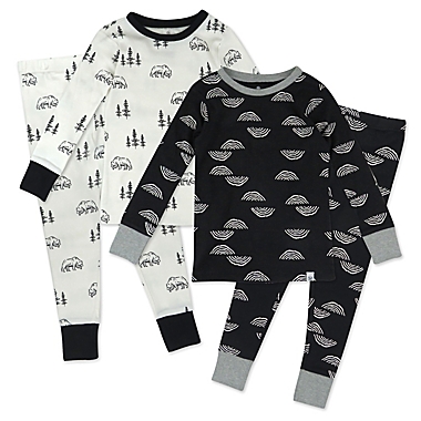 Honest&reg; Size 4T 4-Piece Bear/Geo Long Sleeve PJ Set in Black/Ivory. View a larger version of this product image.